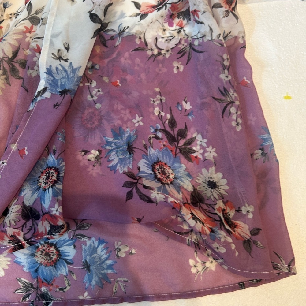 Torrid coffin circle sleeve kimono floral print white purple blue black pink - Picture 9 of 13